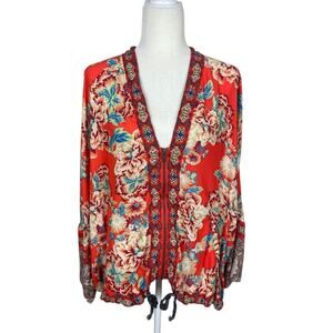Free People Wildflower Cinched Kimono Jacket Size M/L Boho Indie Eclectic